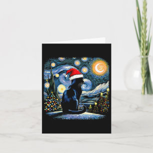 Funny Black Cat Weihnachtsmannmütze Weihnachtsnach Karte