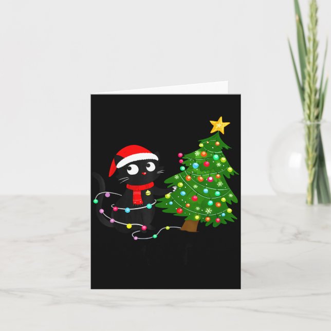 Funny Black Cat What_ Christmas Tree Funny Cat Lov Karte (Vorderseite)