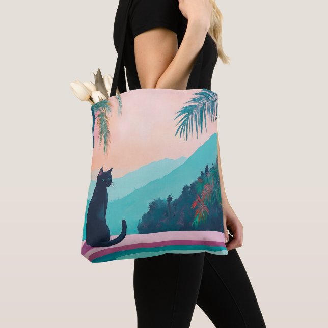 Funny Black cat with beautiful Nature Tasche (Von Nahem)