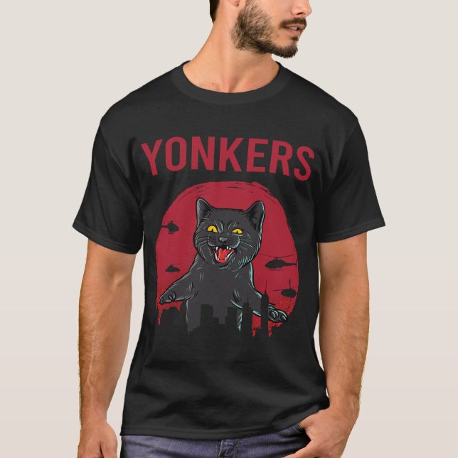 Funny Black Cat Yonkers T-Shirt (Vorderseite)
