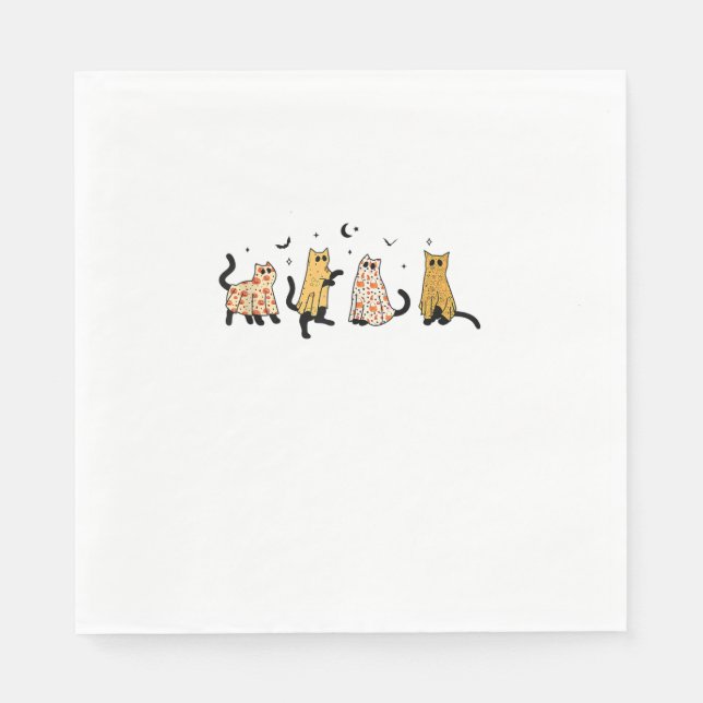 Funny Black Cats Ghost Halloween Pattern Cat Lover Serviette (Vorderseite)