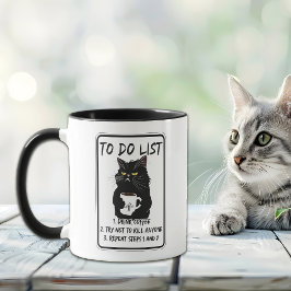 Funny Black Cut To Do List Monogram Tasse