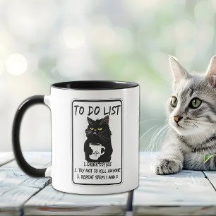 Funny Black Cut To Do List Monogram Tasse