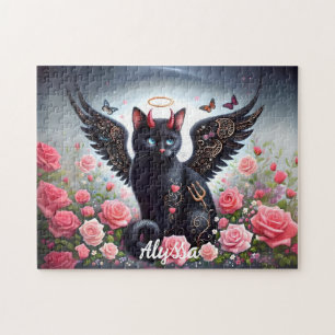 Funny Black Demon und Angel Cat