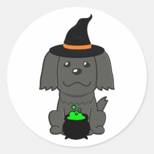Funny Black dog ist eine Hexe Runder Aufkleber