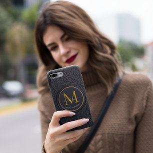 Funny Black Golden Luxury Script Monogram Initial Case-Mate iPhone Hülle