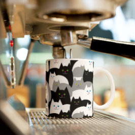 Funny Black Gray and White Kitty Cat Pattern Kaffeetasse