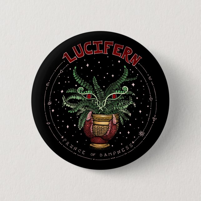 Funny Black Halloween 2022 Pflanze Demon Lucifern Button (Vorderseite)
