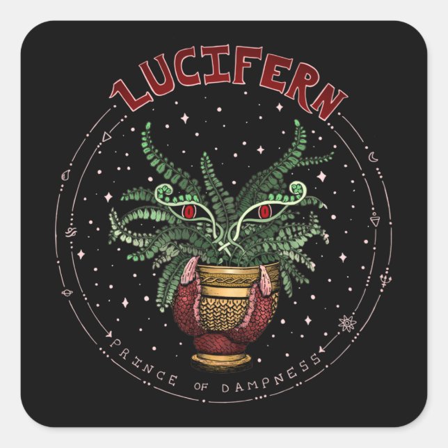 Funny Black Halloween-Party Pflanze Demon Lucifern Quadratischer Aufkleber (Vorderseite)