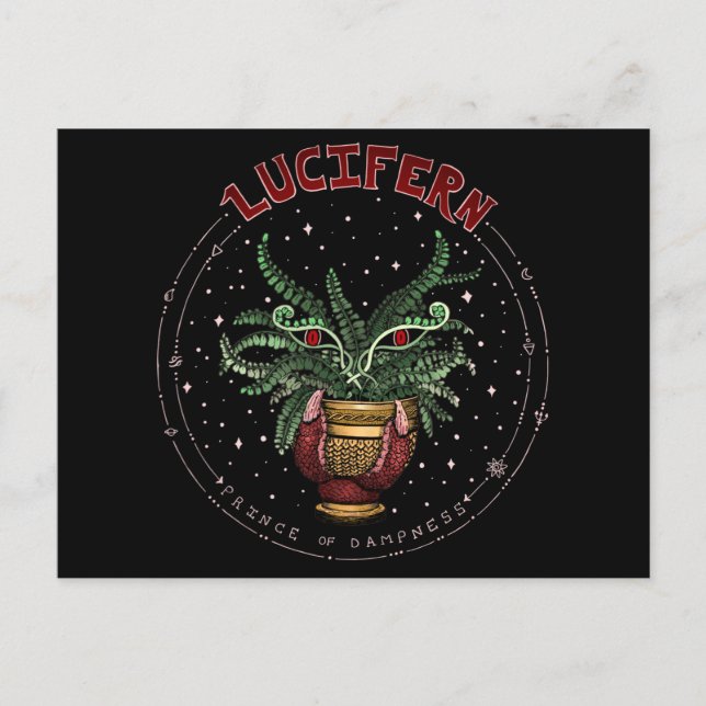 Funny Black Happy Halloween Pflanze Demon Lucifern Postkarte (Vorderseite)