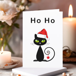 Funny Black Ho Ho Weihnachtsmann Weihnachtskatze Feiertagskarte