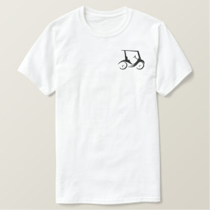 Funny Black Kontur Golf Cart Design Besticktes T-Shirt