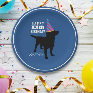 Funny Black Lab Hund Custom Geburtstag Pappteller
