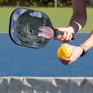 Funny Black Lab Personalisierter Text Pickleball Schläger