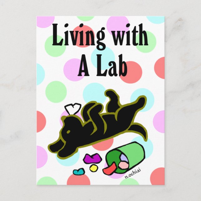 Funny Black Labrador Cartoon Illustration Postkarte (Vorderseite)