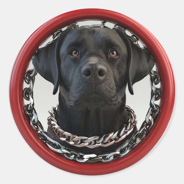 Funny Black Labrador Runder Aufkleber (Vorderseite)
