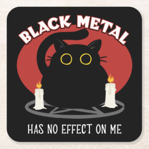 Funny Black Metal Satanic Cat Zitat Rechteckiger Pappuntersetzer