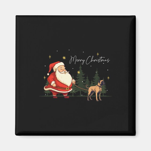 Funny Black Mouth Cur Dog Santa Claus Weihnachten Magnet (Vorne)