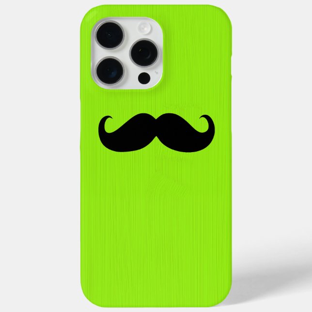 Funny Black Mustache auf Gelbgrünem Hintergrund Case-Mate iPhone Hülle (Rückseite)