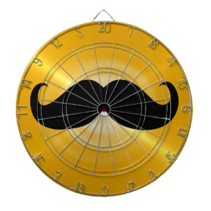 Funny Black Mustache auf Metal Yellow Background Dartscheibe