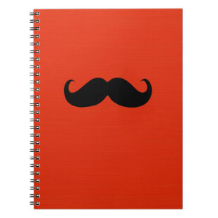 Funny Black Mustache auf Orange Red Background Notizblock