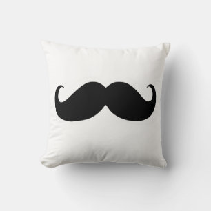 Funny Black Mustache auf weißem Hintergrund Kissen
