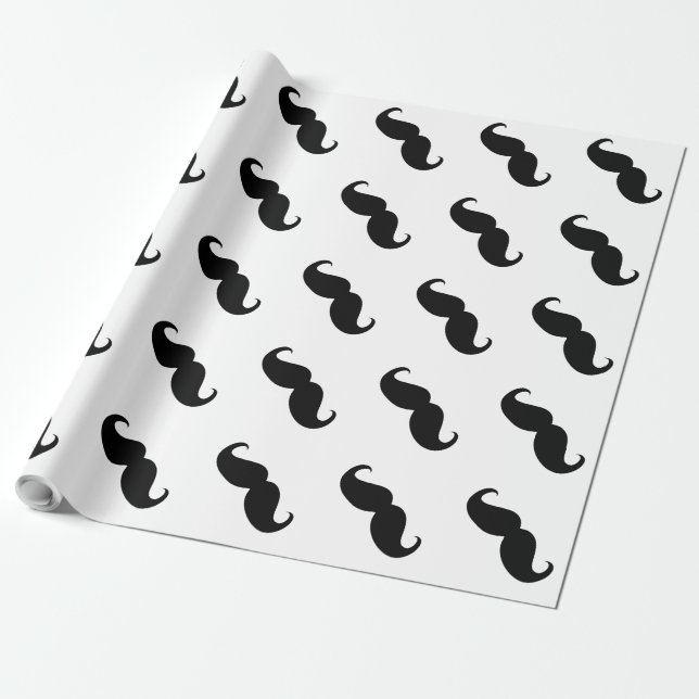 Funny Black Mustache Geschenkpapier (Ungerollt)