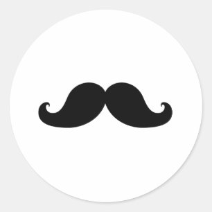 Funny Black Mustache Spaß Runder Aufkleber