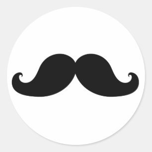 Funny Black Mustache Spaß Runder Aufkleber