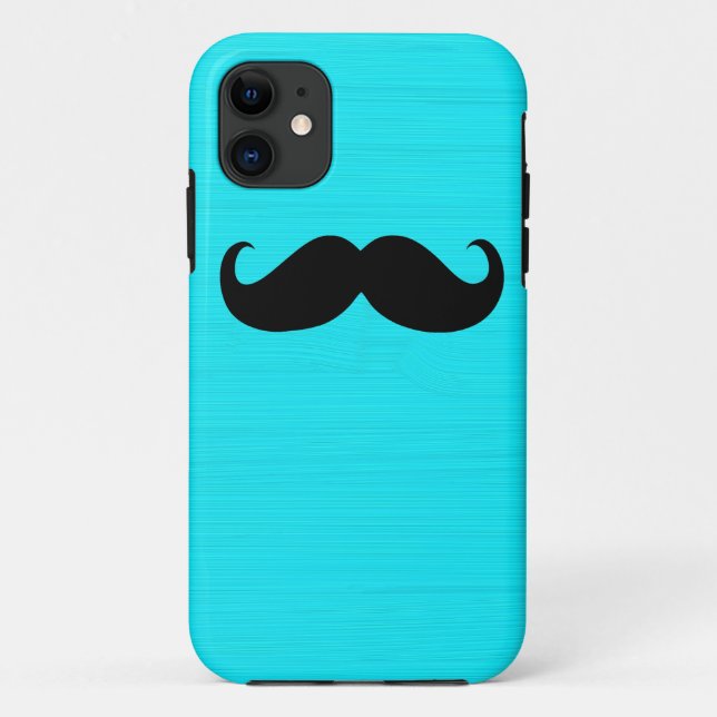 Funny Black Mustache über Aqua Hintergrund Case-Mate iPhone Hülle (Rückseite)