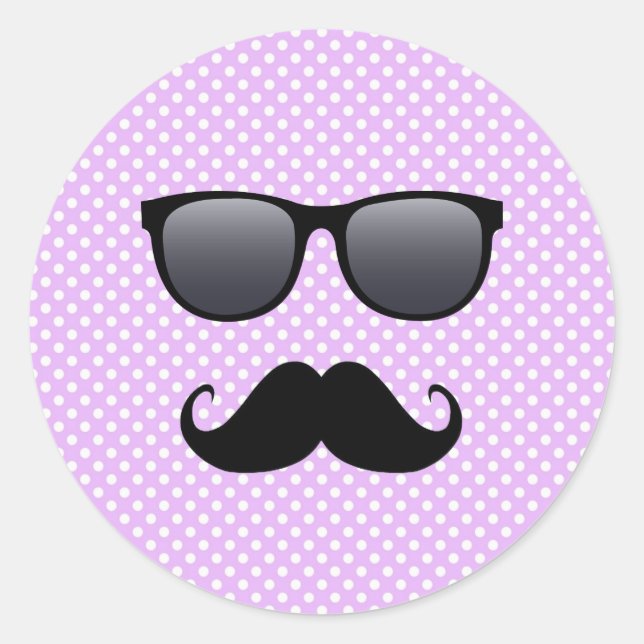 Funny Black Mustache und Brille Runder Aufkleber (Vorderseite)