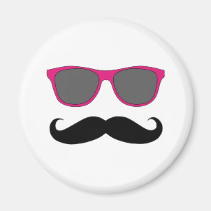 Funny Black Mustache und Pink Sunglasses Magnet