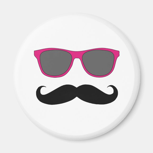 Funny Black Mustache und Pink Sunglasses Magnet (Vorne)