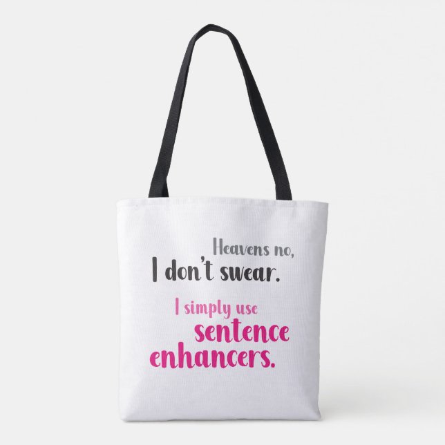 Funny Black Pink Script Swear Words Typografie Tasche (Rückseite)