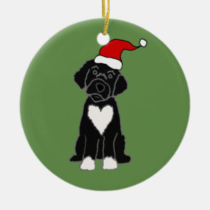 Funny Black Portugiesischer Hund Weihnachten Keramik Ornament