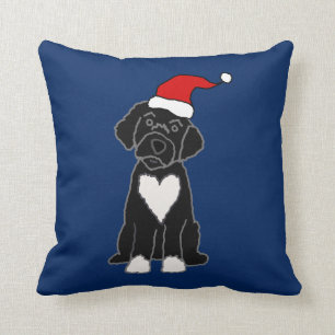 Funny Black Portugiesischer Hund Weihnachten Kissen