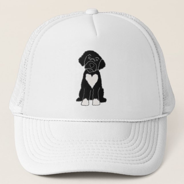 Funny Black Portugiesischer Wasserhund Truckerkappe (Vorderseite)
