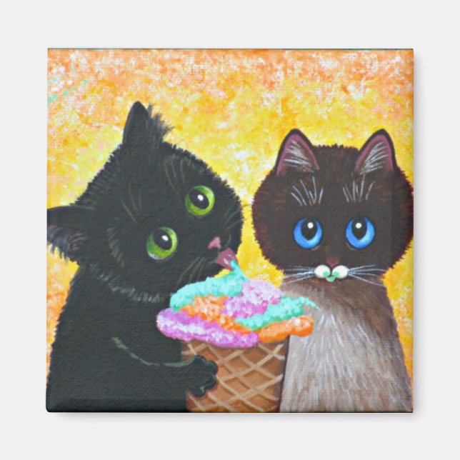 Funny Black Ragdoll Cat Creationarts Magnet (Vorne)