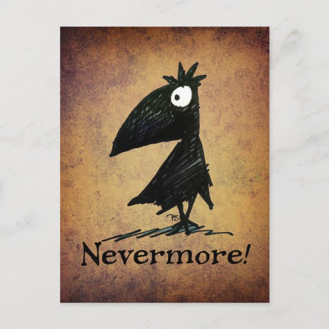 Funny Black Raven von Edgar Allen Poe - Nevermore Postkarte (Vorderseite)