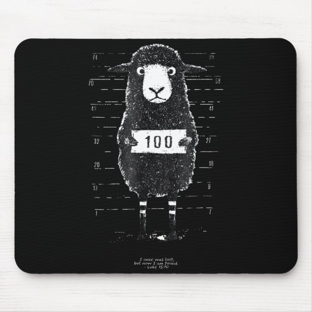 Funny Black Sheep Mugshot Lost But Found Humor Fun Mousepad (Vorne)