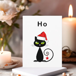 Funny Black Sitting Weihnachtskatze Weihnachtsmann Postkarte