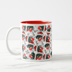Funny Black Tan Dackel Welppy Christmas Pattern Zweifarbige Tasse