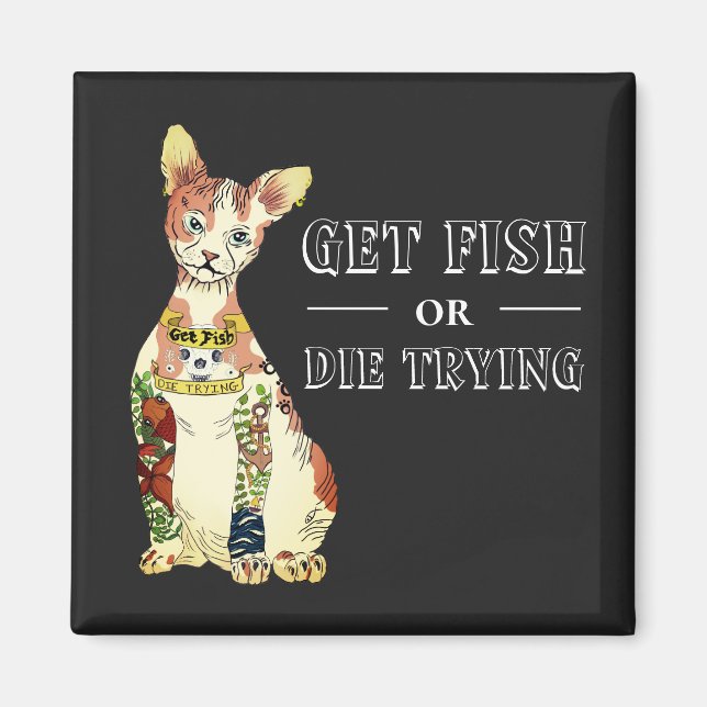 Funny Black Thug Sphynx Cat Tattoo Feline Sprichwo Magnet (Vorne)