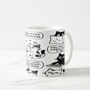 Funny Black & White Cat Pattern Tasse