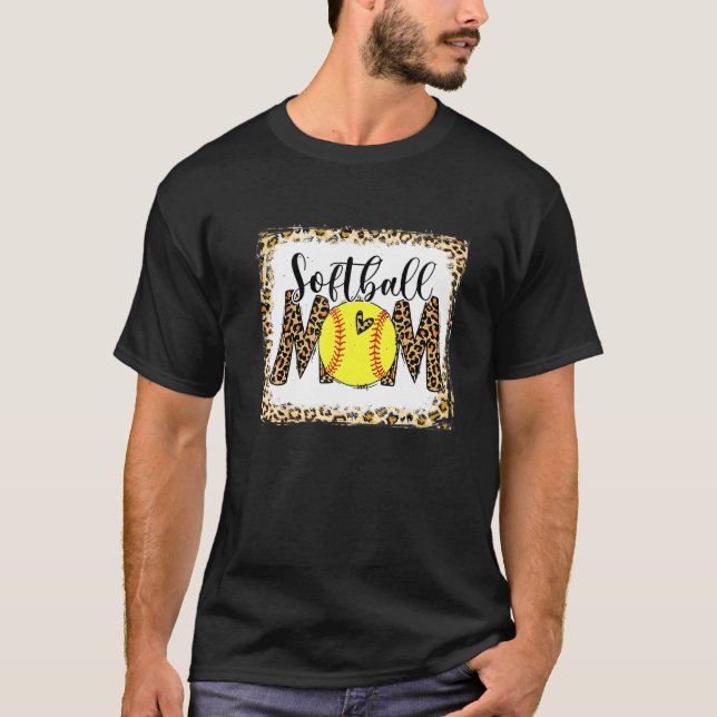 Funny Bleached Leopard Softball Mama Software Moth T-Shirt (Vorderseite)