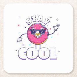 Funny "Bleibe Cool" Design mit Quirky-Charakter Rechteckiger Pappuntersetzer