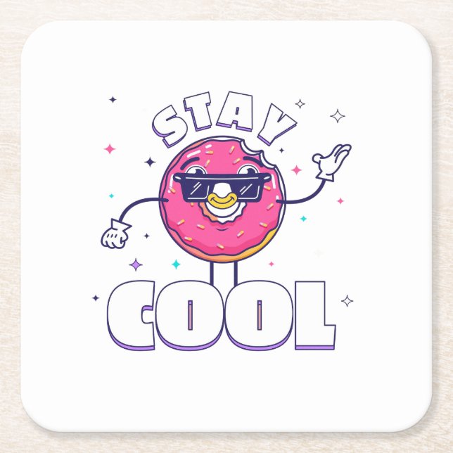 Funny "Bleibe Cool" Design mit Quirky-Charakter Rechteckiger Pappuntersetzer (Vorderseite)