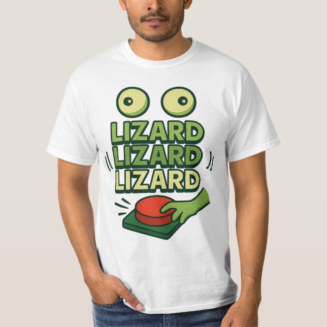 Funny Blinkend Green Lizard drücken Button Sound T-Shirt (Vorderseite)
