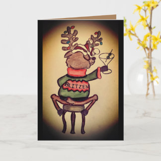 Funny Blitzen Weihnachtskarte Karte