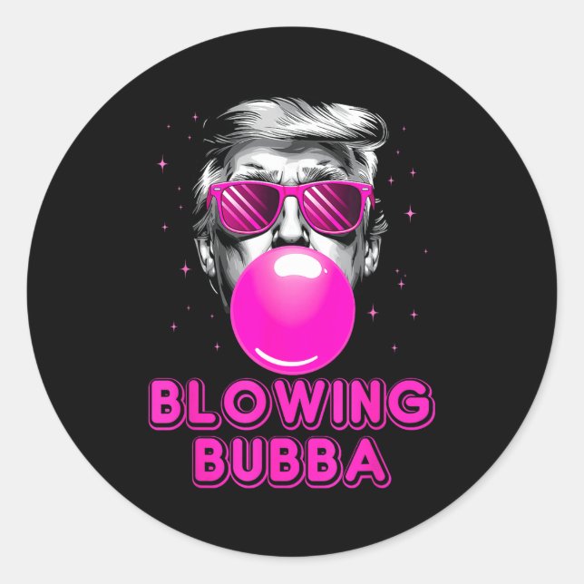 Funny Blowing Bubba  Runder Aufkleber (Vorderseite)